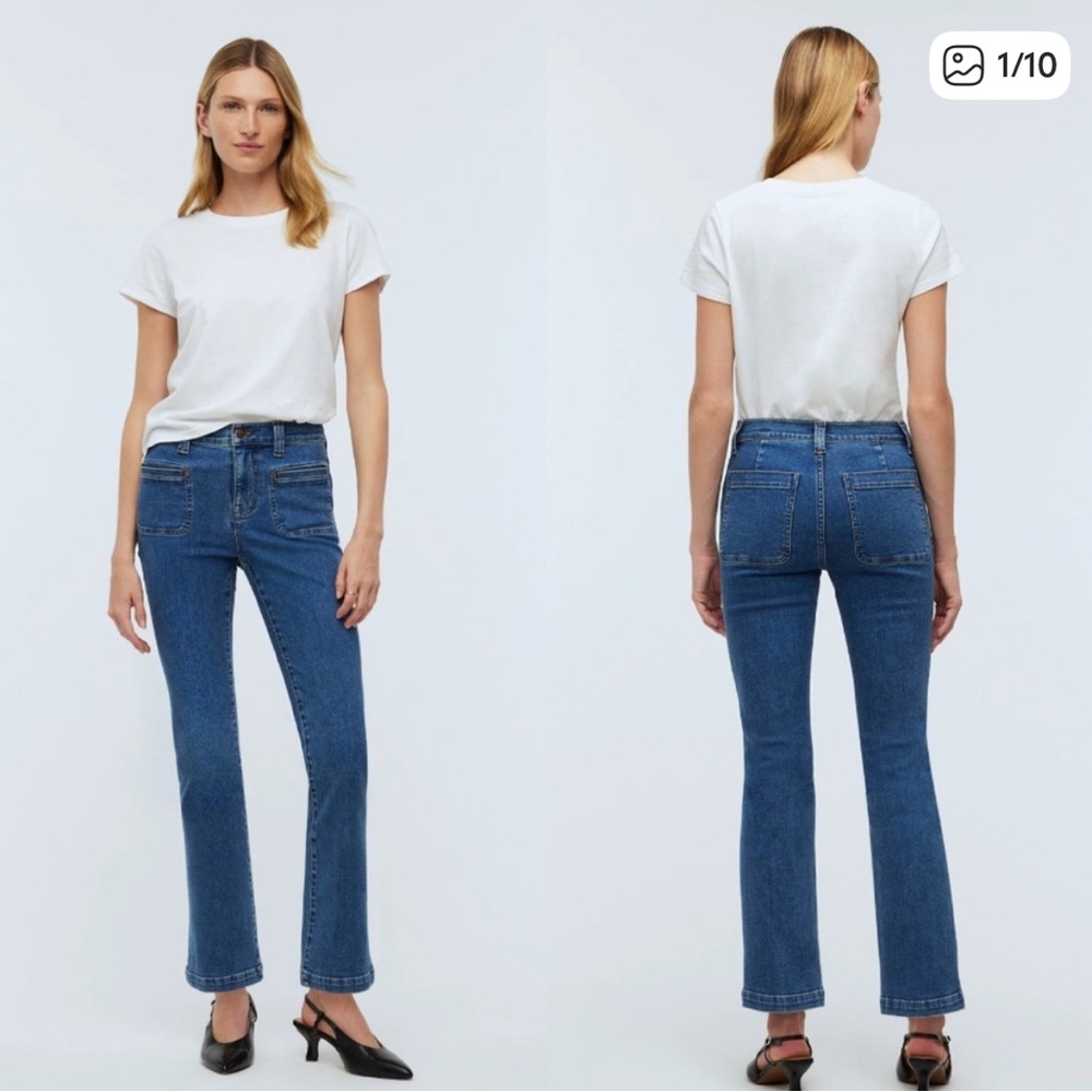 Madewell Mid Rise Kick Out Crop Jeans Size 28 Tall Elkton Wash Front‎ Pockets